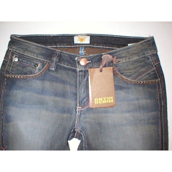 NWT $248 Womens Jeans Antik Denim 31 32 X 32 Designer Studs Gray Skinny New USA - Picture 3 of 6